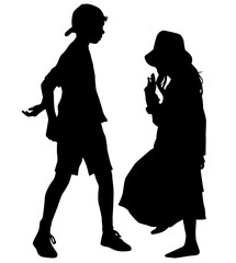 Boy and girl together silhouette vector illustration