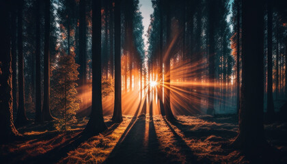 Obraz premium sunset in the forest Generate Ai