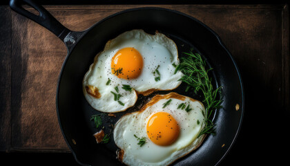 Egg in pan Generate Ai
