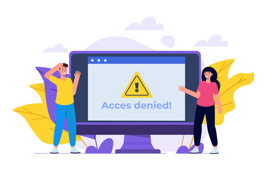 A browser window with login access denied a password entry concept. Error and entry to computer device. Vector illustration.