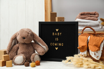 Composition for waiting a baby concept, preparation for motherhood
