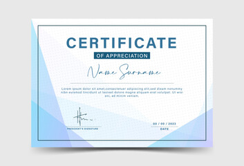 Modern minimalist certificate, blue gradient, modern design.eps 10