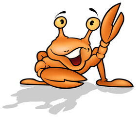 Happy Orange Crab Waving with his Claw