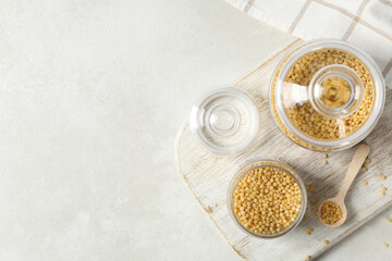 Concept of cooking, uncooked ptitim, space for text