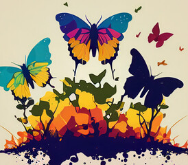 Vector illustration Butterflies Generative AI