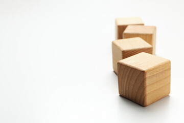 Wooden cubes, blank wooden cubes for different concepts