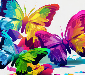Rainbow Colorful, vibrantButterflies Generative AI