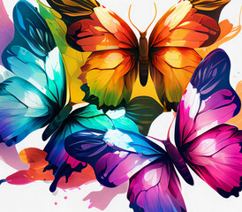 Rainbow Colorful, vibrantButterflies Generative AI