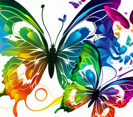 Rainbow Colorful, vibrantButterflies Generative AI
