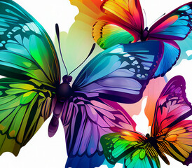 Rainbow Colorful, vibrantButterflies Generative AI