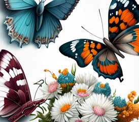 Illustration of colorful Butterflies Generative AI
