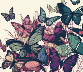 Vector illustration Butterflies Generative AI