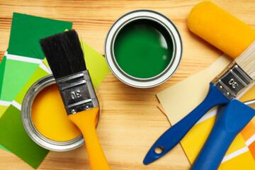 Tools for art and repairing - paint, top view