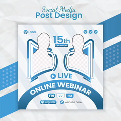 Digital marketing online business live streaming webinar and corporate conference social media post banner template for marketing agency flyer with creative layout style and business post card vector