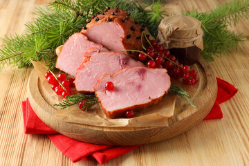 Concept of tasty food, meat food, Ham