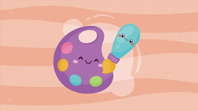 paint brush kawaii character animation