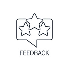 Message with the stars. Response, feedback. Vector linear icon isolated on white background.