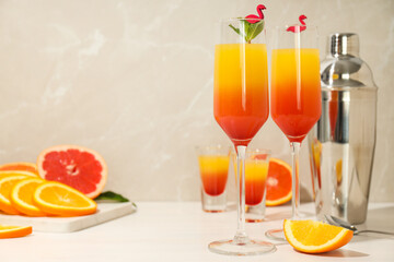 Orange cocktail, concept of fresh delicious summer citrus cocktail