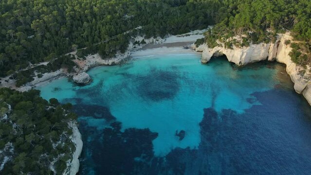 Absolute crystal clear coral reef Cala Mitjana Bay Menorca Spain