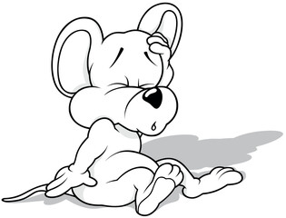 Drawing of a Waking Mouse Sitting on the Ground