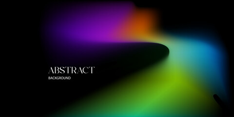 Abstract background template dark design with neon color gradient rainbow color shape on black