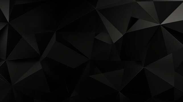 Black polygonal abstract background. Triangular 3d texture.Generative Ai