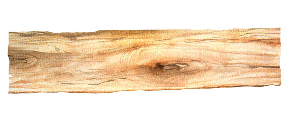 Watercolor illustration of wood texture, wooden planks isolated. Handmade.