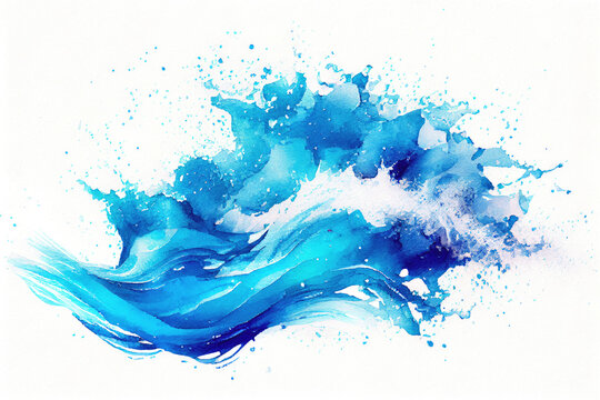 watercolor ocean waves and splash water, ai generation