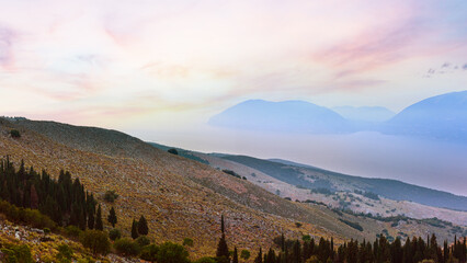 Summer hazy evening view (Kefalonia, Greece)