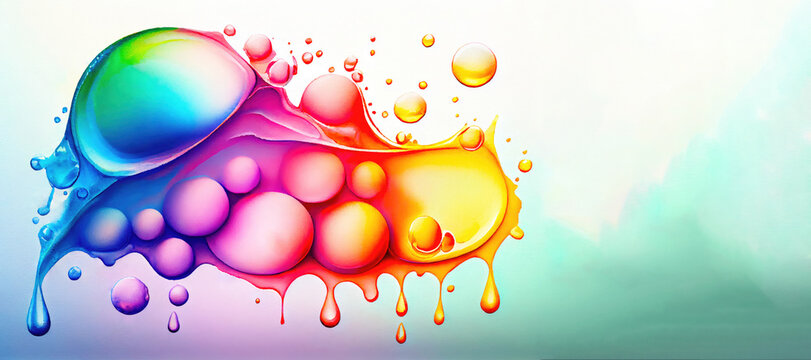 watercolor colorful water bubbles, drops background, ai generation