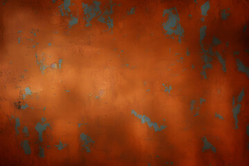 A rusted wall with a blue and brown background