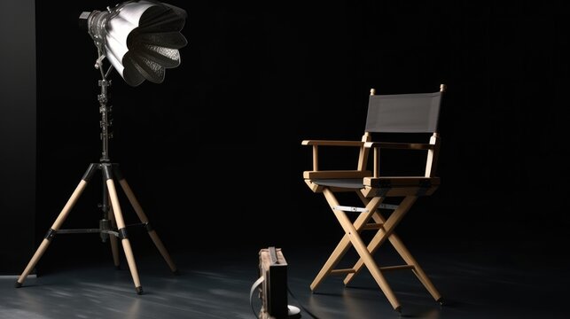 Directors Chair with Lights. Generative AI.