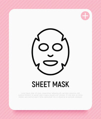 Facial sheet mask thin line icon. Modern vector illustration for beauty shop.
