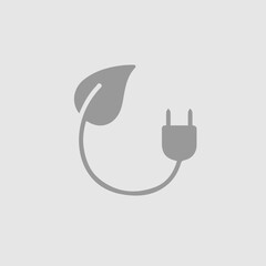 Green plug vector icon eps 10. Eco energy power socket. Simple isolated pictogram.
