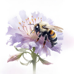 Watercolor Bee Animal Illustration Isolated on White Background. Generative AI