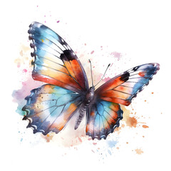 Naklejka na ściany i meble Watercolor Butterfly Animal Illustration Isolated on White Background. Generative AI