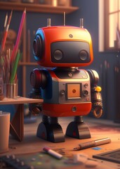 Fototapeta premium toy robot with generative AI