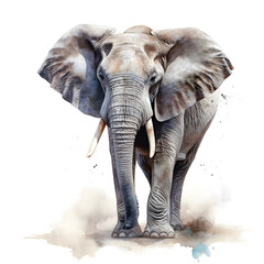 Watercolor Elephant Animal Illustration Isolated on White Background. Generative AI