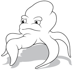 Drawing of an Octopus with Thick Tentacles