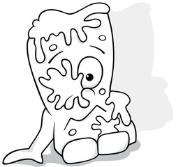 Drawing of a Garbage Sponge Monster Smeared with Slime
