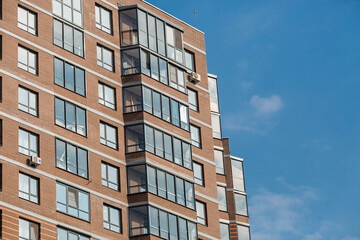 Vidnoye, Leninsky district, Moscow region. Modern high-rise residential buildings with large windows. New buildings.