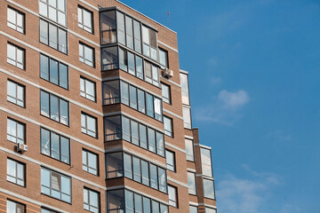 Vidnoye, Leninsky district, Moscow region. Modern high-rise residential buildings with large windows. New buildings.