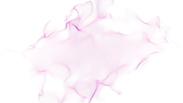 Pink lines on white bg. Gentle pink waves, soothing 3D movement. Festive background. Peace and tranquility. Copy space for greet Mother Day, Father Day, Valentine's Day, Love. 60 fps 3D render.