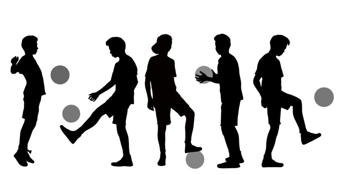 Boys with ball silhouettes
