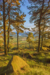 Digital painting of The Roaches at sunset in the Peak District National Park.