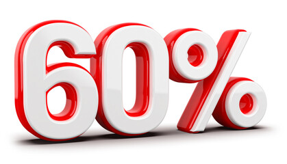 3d Number 60 Percent Red