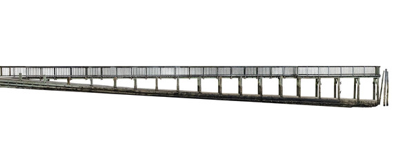 Cutout of an isolated  side view of an empty wooden jetty bridge with the transparent png
