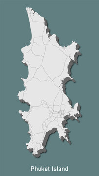 3d isometric map of phuket island, Thailand