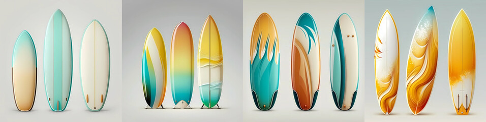 surf board. Colorful surfboards. Generative AI