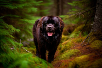 Fototapeta premium newfoundland dog in the park